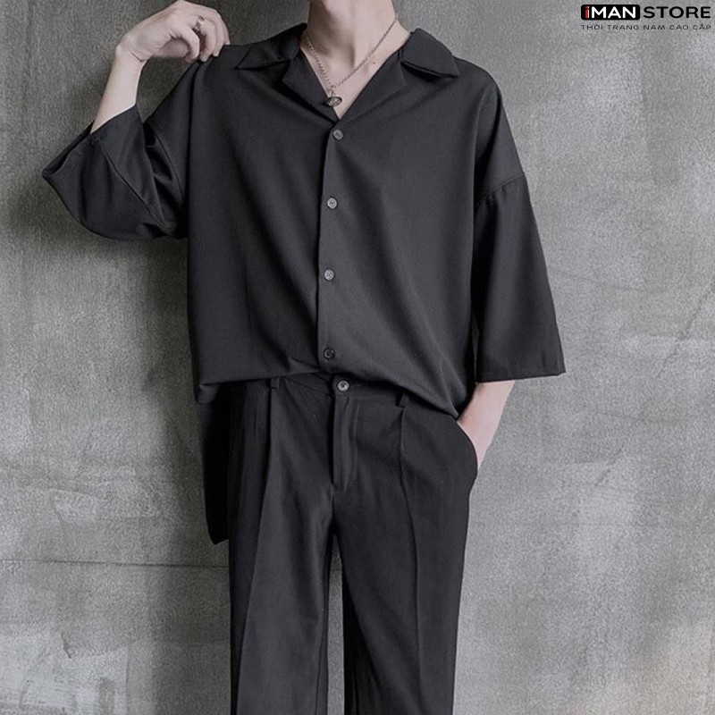 Áo Sơ Mi Cổ Vest Ngắn Tay Nam Nữ, Áo Sơ Mi Kiểu Thời Trang Hàn Quốc Vải Lụa Mền Mịn Thoáng Mát [NEW FASHION] | BigBuy360 - bigbuy360.vn