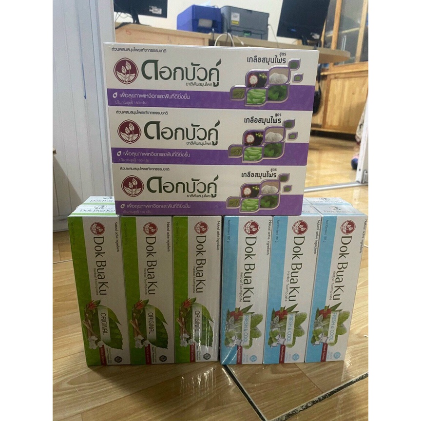 Kem Đánh Răng Dok Bua Ku Twin Lotus 150g - Số 1 tại Thái Lan - Đủ 3 mùi