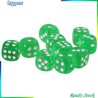 [10 con xúc xắc Acrylic 6 mặt - Xanh trong suốt có đường ống trắng - dành cho