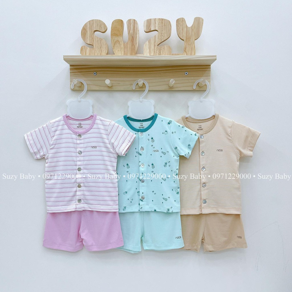 Nous Bộ Cộc Tay Cúc Giữa Chất Mềm Mát Cho Bé