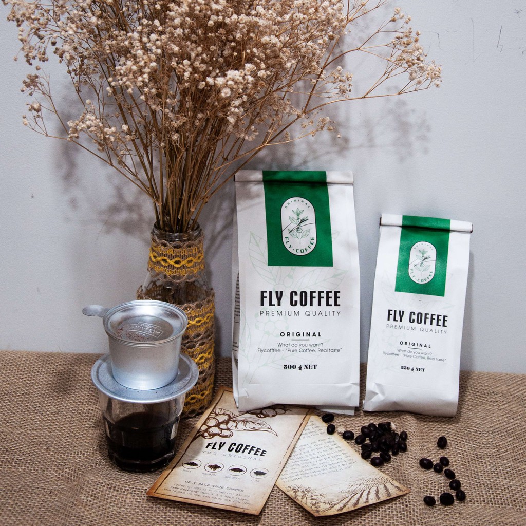 Cà phê Arabica Cầu Đất 100% nguyên chất Fly Coffee - Cà phê rang xay công thức người Hoa gia truyền