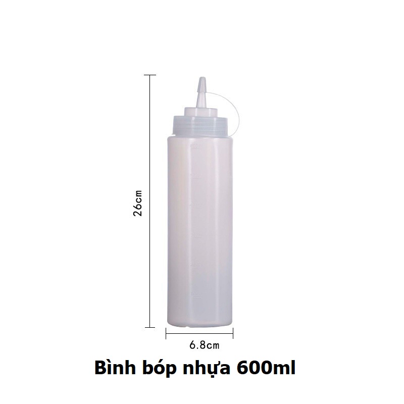 Bình bóp nhựa xịt tương dầu siro sữa đặc sốt mayonnaise 400ml 600ml 1000ml Bình xịt tương ớt