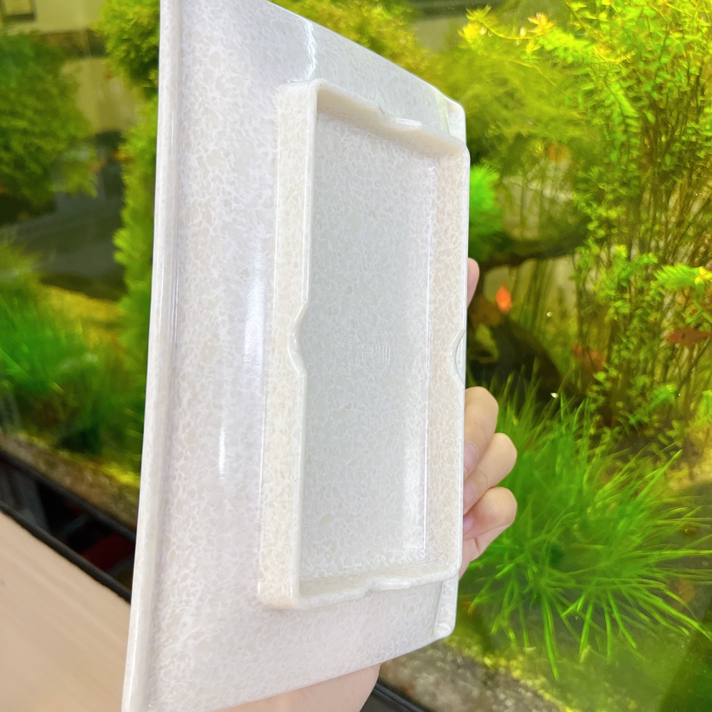 Dĩa Chữ Nhật Vân Đá Trắng Nhựa Melamine Fataco DCN57