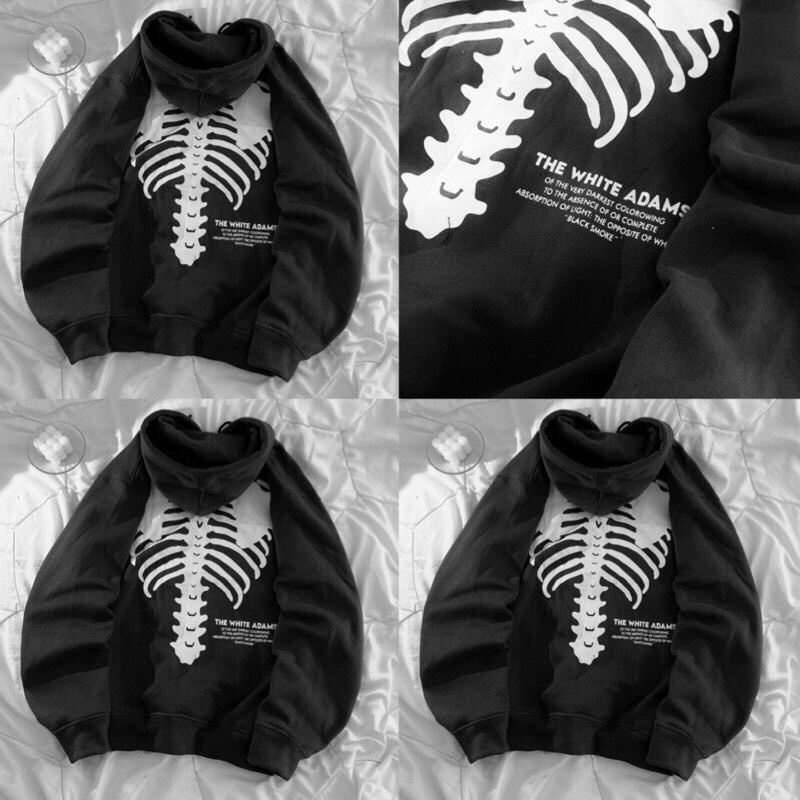 Áo Hoodie Khung Xương chất nỉ lông dày dặn Form to Rộng Phong Cách Hàn Quốc hottrend - A01