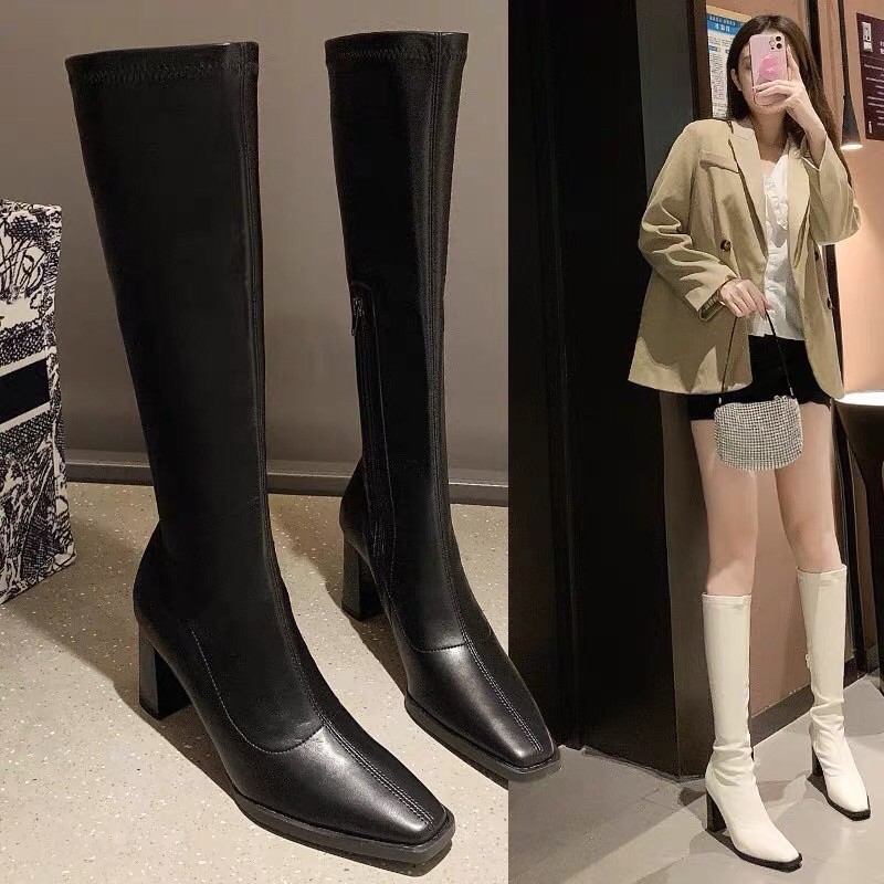 [SẴN -LOẠI 1] Bốt nữ LeMonn Boots 7 Phân cao cổ đùi da mềm khóa giữa độc lạ cá tính