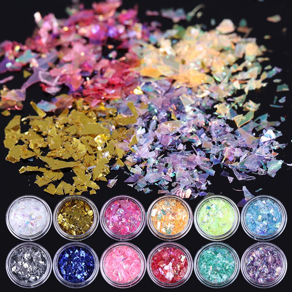 [Hàng mới về] Bộ 12 lọ bột sequin trang trí móng tay đẹp mắt