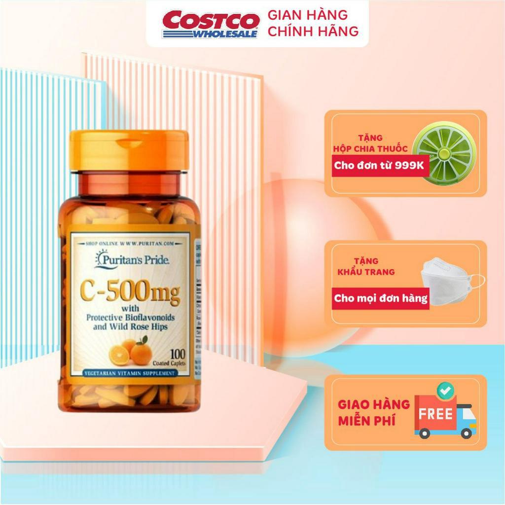 Viên uống vitamin C-500 mg with bioflavonoids&amp;wild rose hips Puritan's Pride 100 viên giúp tăng cường hệ miễn dịch