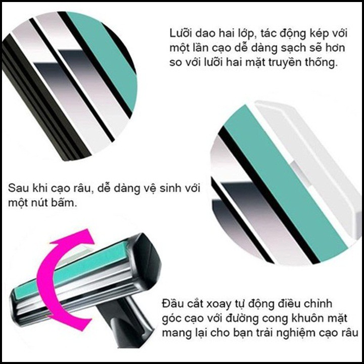 Bộ dao cạo râu lưỡi kép 38 món cho nam giới – Trọn bộ gồm 1 thân dao, 36 lưỡi dao kép, 1 tuýp kem cạo râu tiện lợi