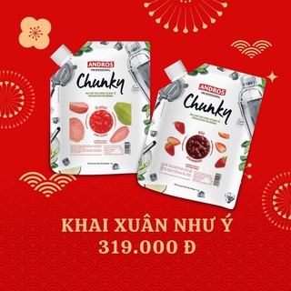 ANDROS - COMBO KHAI XUÂN NHƯ Ý (Dâu + Ổi hồng) - Nguyên liệu pha chế - Túi 1kgx2