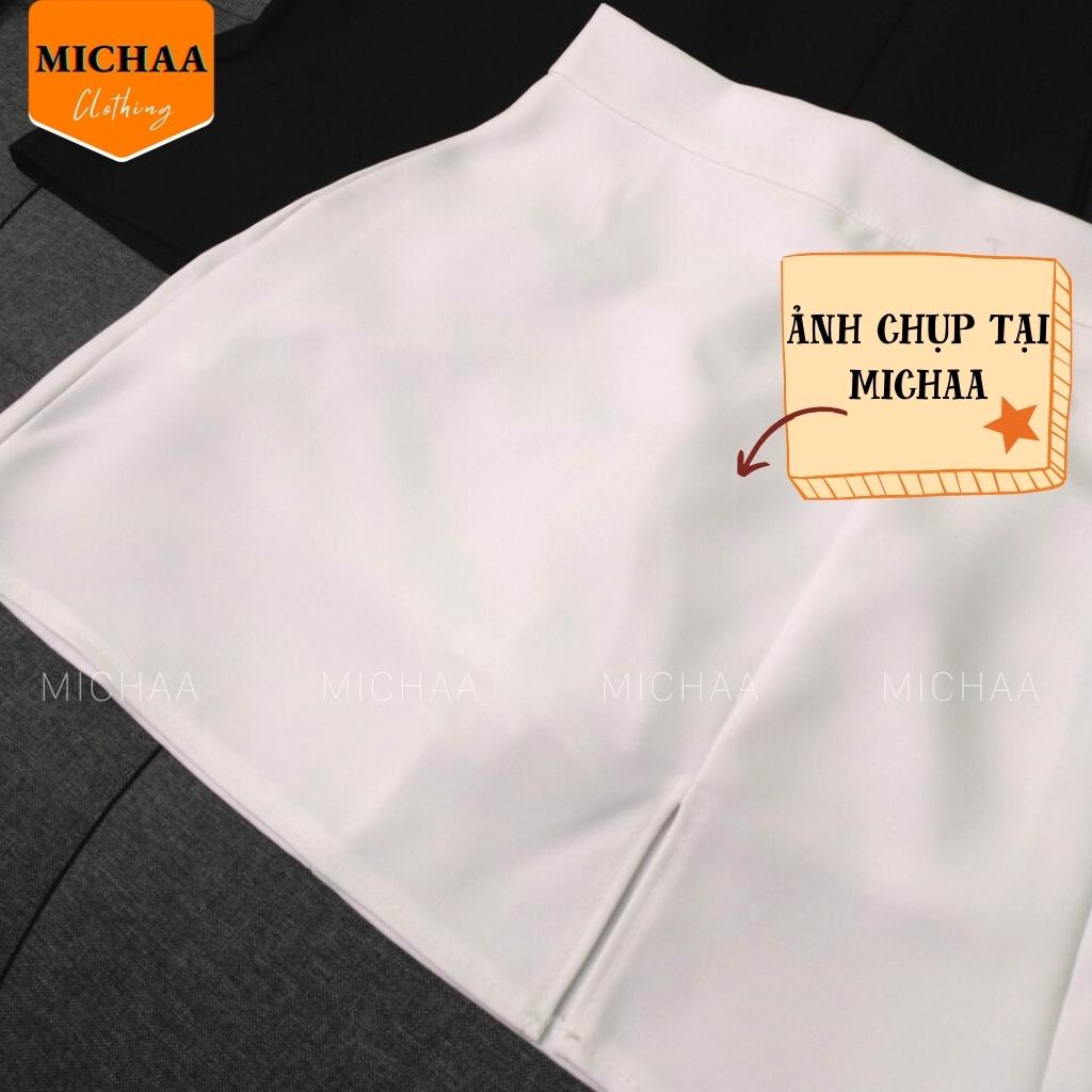 Chân Váy CHỮ A XẺ TÀ Trước Ngắn Công Sở Có Lót Trong Lưng Cạp Cao Trẻ Trung - MICHAA