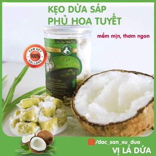 Kẹo Dừa Sáp phủ Hoa Tuyết cơm dừa sấy vị Lá Dứa 400g cocofarm