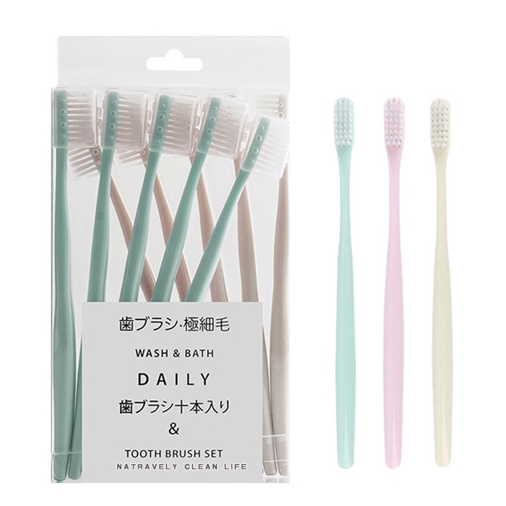 [HÀ NỘI] Set 10 Bàn Chải Đánh Răng Hàn Quốc Có Nắp Đậy