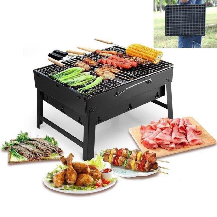 Bếp nướng than hoa nướng ngoài trời BBQ TL-353 chất liệu inox cao cấp- Có Chân Đế, Tay Cầm Xếp Gọn Tiện Lợi -LB2910211