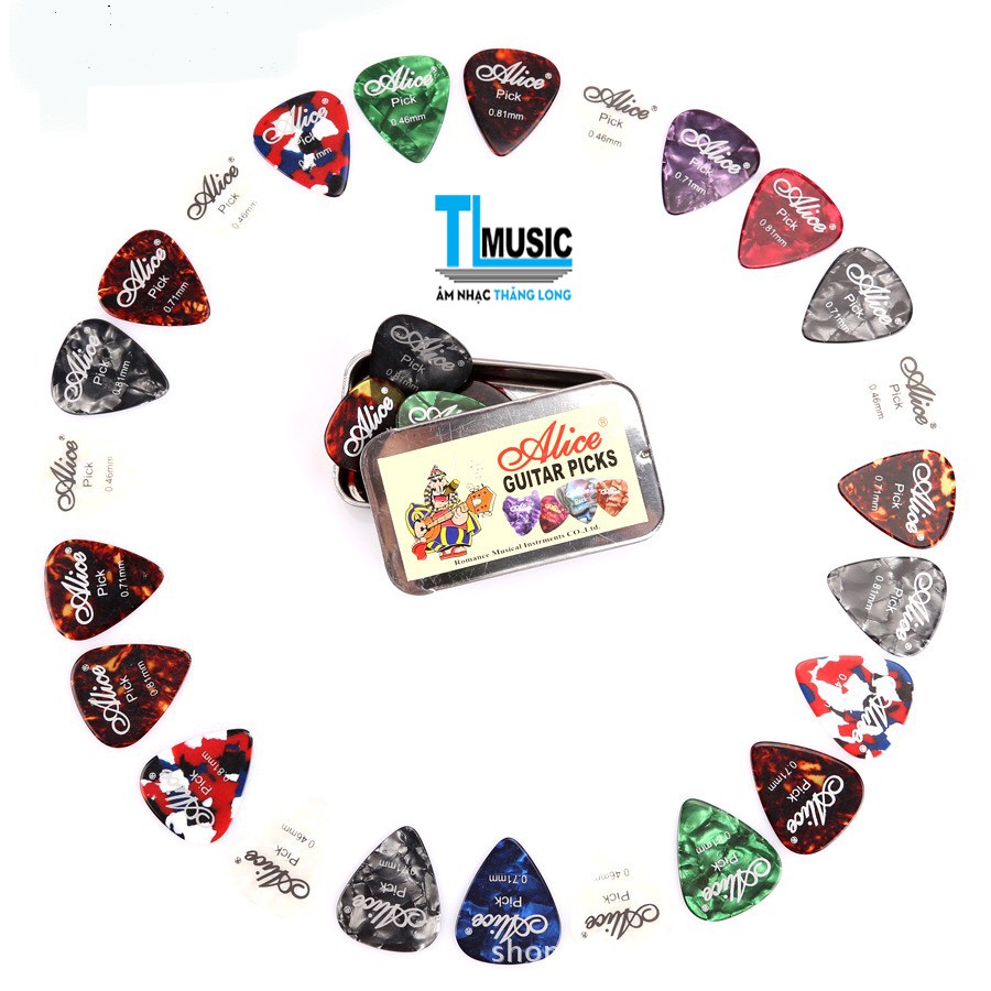 (HỘP 20-24C) Pick Guitar Nhiều Màu Khảm xà cừ cao cấp Alice