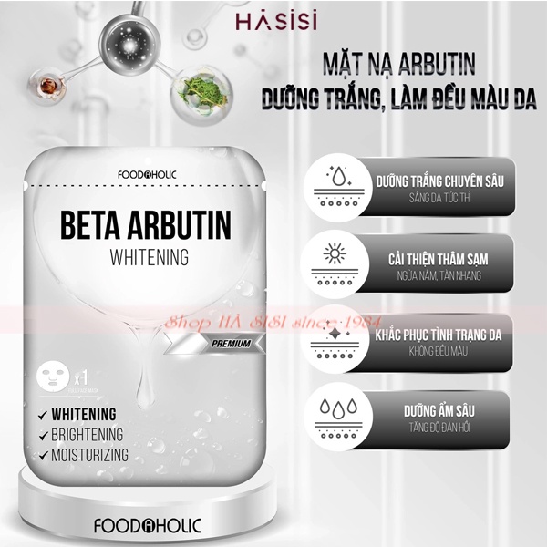 Mặt Nạ Trắng Da  FOODAHOLIC - Beta Arbutin Whitening 23ml (Trắng)