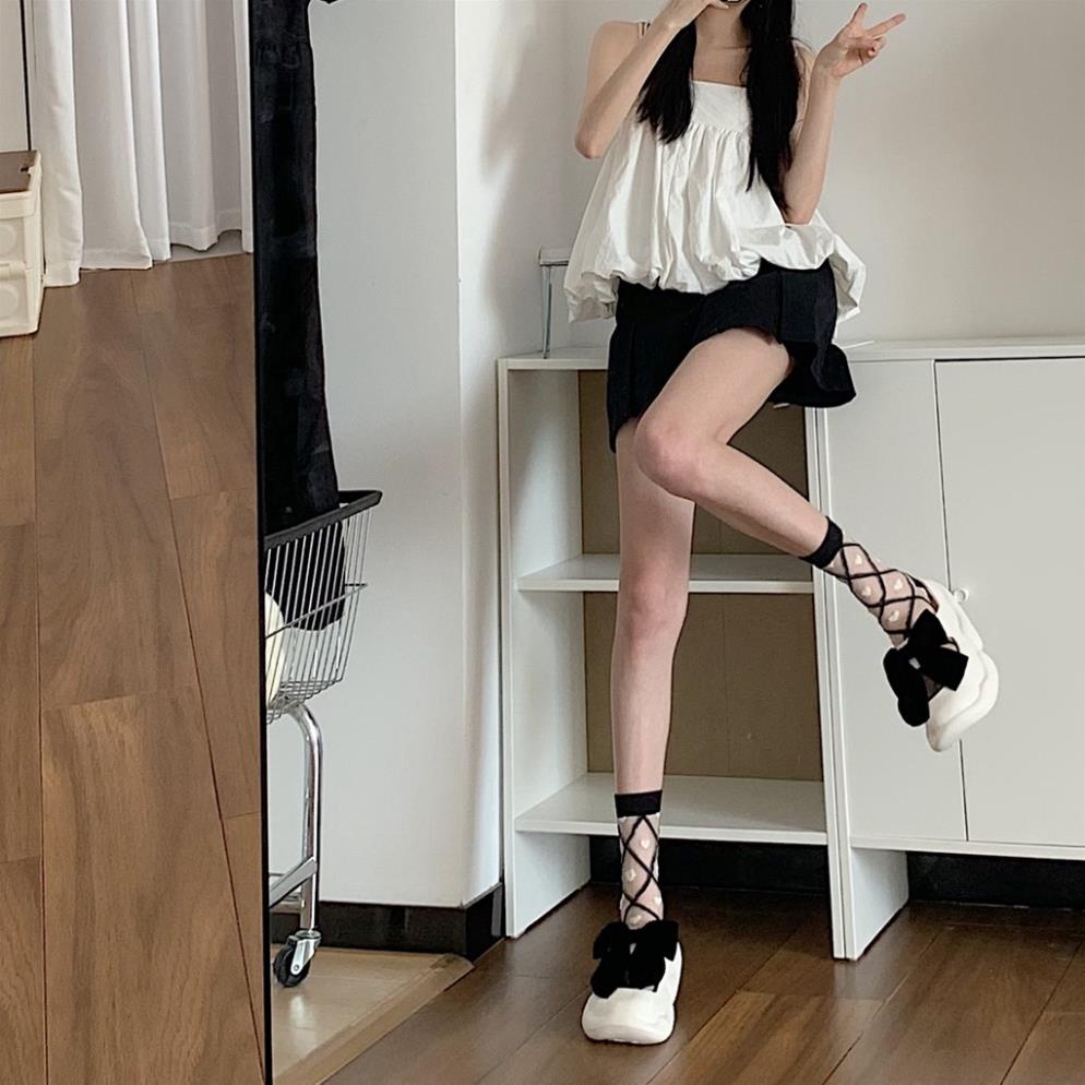 Dép bánh mỳ nữ, DÉP SỤC NƠ ĐEN xinh xắn