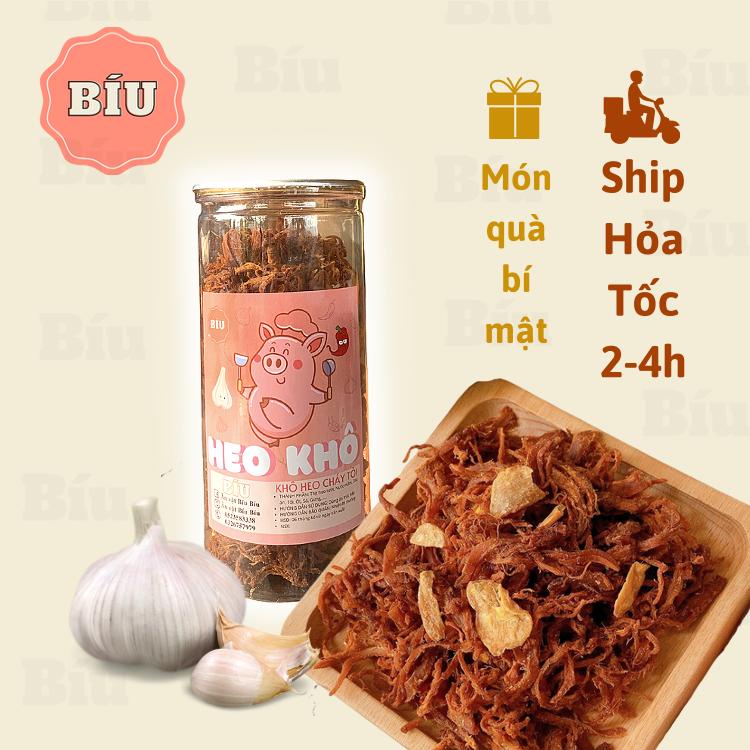 Heo khô cháy tỏi 300g BíuShop đồ ăn vặt ngon ngon zai zai số 1 Hà Nội