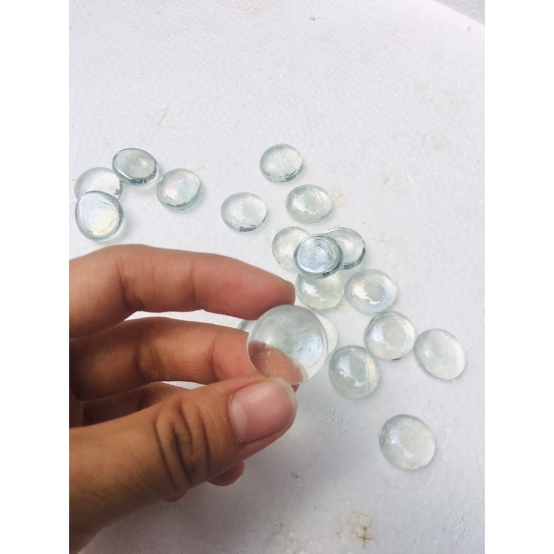 Đá màu trang trí bể cá, thủy sinh gói 500g - Sỏi thủy tinh trang trí trắng trong suốt
