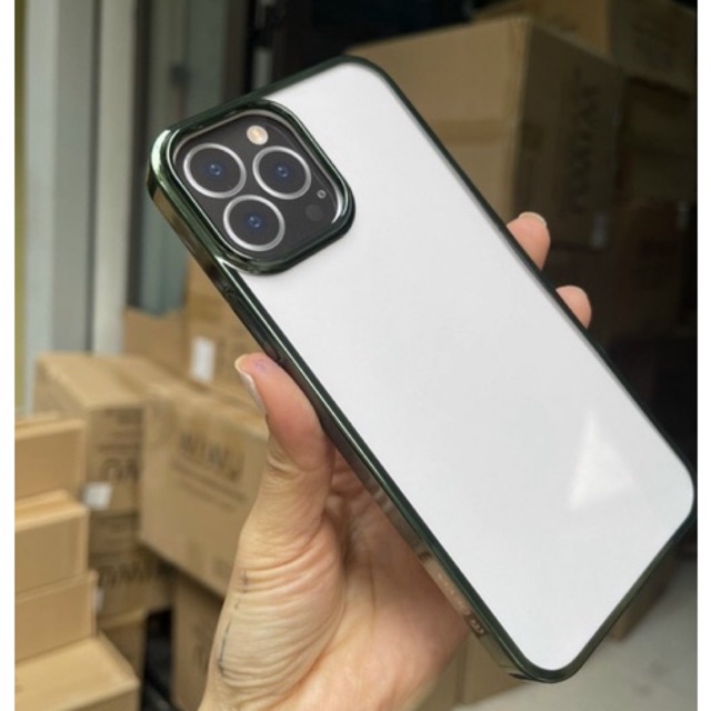 Ốp lưng Devia trong cứng viền màu cho iPhone 12 13 PRO MAX bất tử không ố màu sang trọng