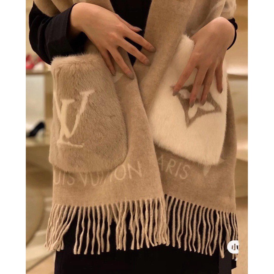 Khăn Choàng Dạ Lông Cừu Có Túi Cao Cấp