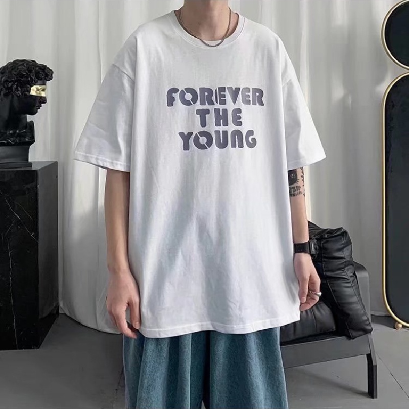 Áo Thun Dáng Rộng In Chữ Phong Cách Thời Trang Nhật Bản Cho Nam Giới Có Size M-8XL