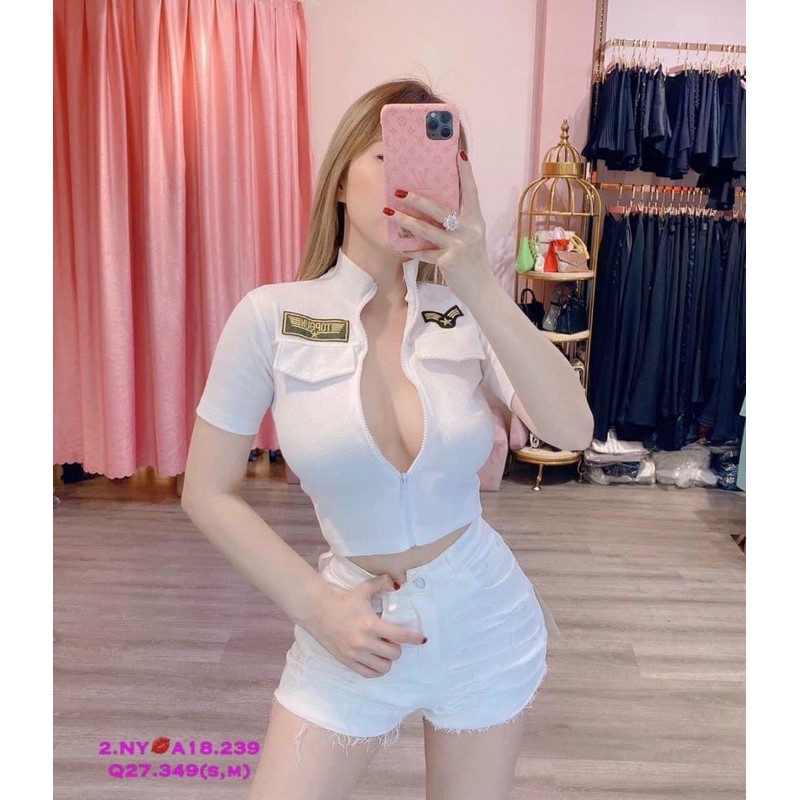 [ Mã WASTAPR giảm 10K đơn 50K] ÁO CROPTOP THÊU DÂY KÉO | BigBuy360 - bigbuy360.vn