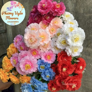 Cụm Hoa Mẫu Đơn Nhí _ đầu bông 5cm_ hoa giả trang trí