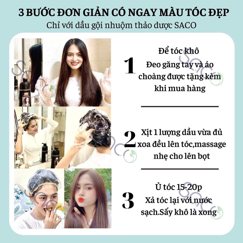 Dầu gội nhuộm tóc Nâu Hạt Dẻ SACO Chesnut Brown 06 từ thảo dược thiên nhiên không gây khô xơ tóc