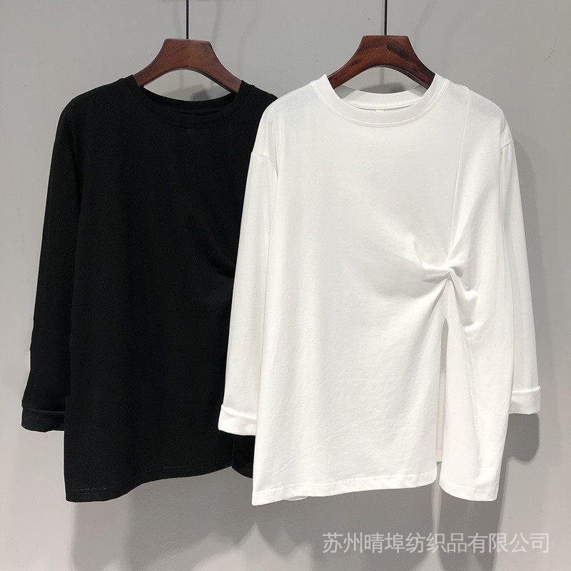 Áo Thun Tay Dài Xẻ Tà Dáng Rộng Phong Cách Hip Hop Thời Trang Châu Âu Cho Nữ
