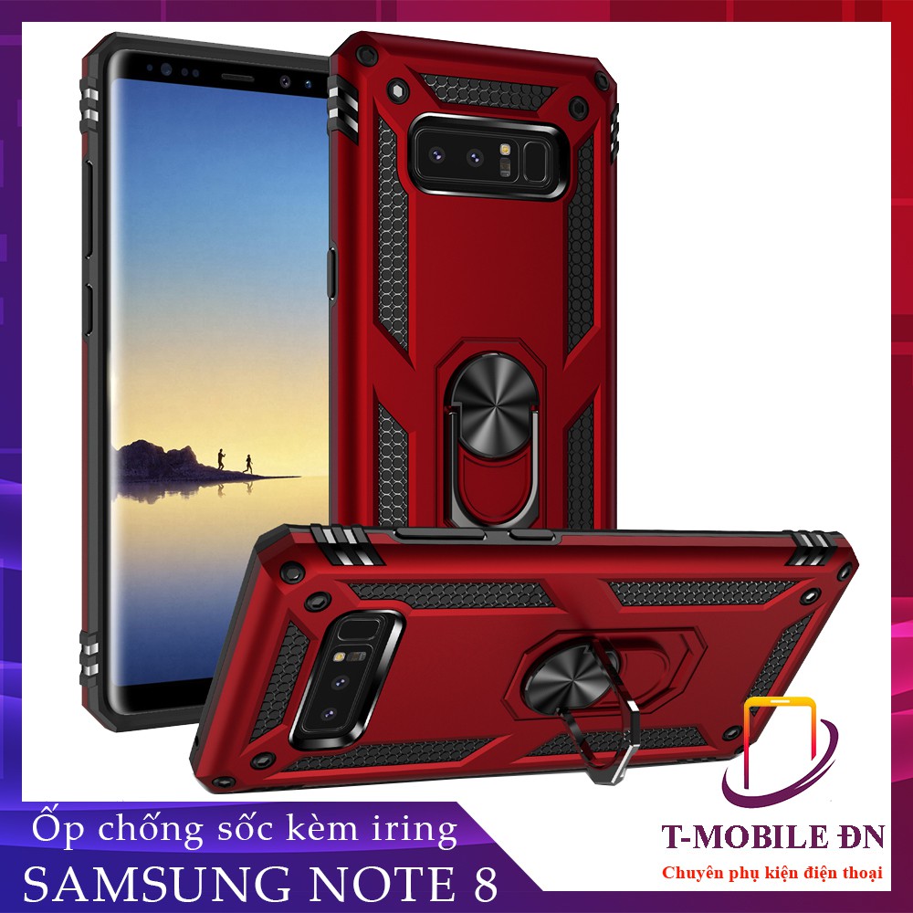 FREESHIP 50k_Ốp lưng Samsung Note 8, Ốp chống sốc 2 lớp kèm nhẫn iring làm giá đỡ cho Samsung Note 8