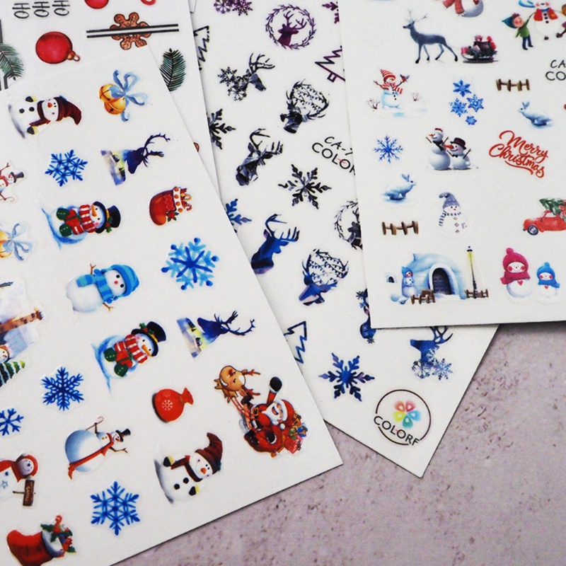 Set 6 Tấm Hình Dán Họa Tiết Giáng Sinh 3D Dễ Thương Trang Trí Móng