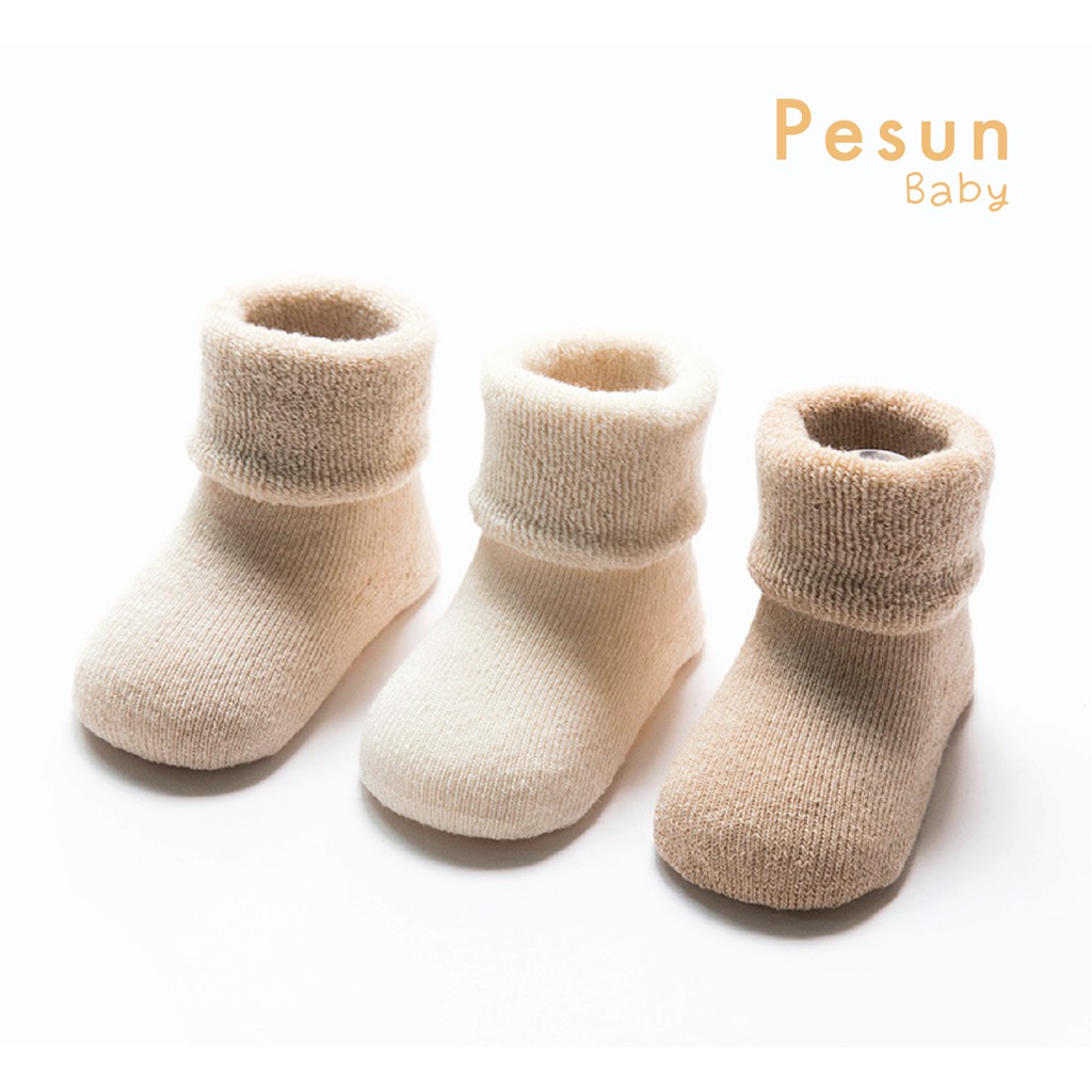 Set 3 đôi tất chân sơ sinh 0-3 tuổi 100% sợi Cotton hữu cơ an toàn cho bé