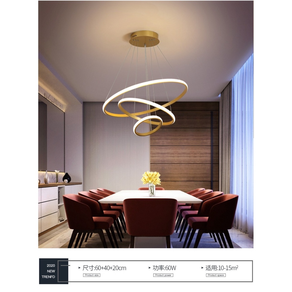 Đèn thả 3 vòng hiện đại DC390B