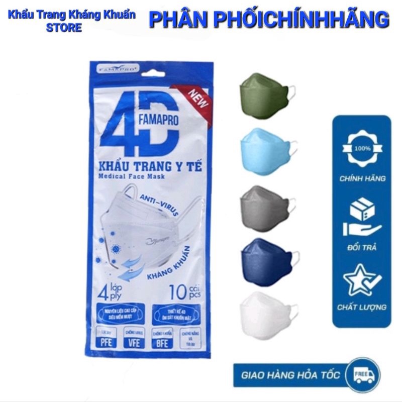 , kháng khuẩn >98%, chống UV, bụi siêu mịn, [10 cái]