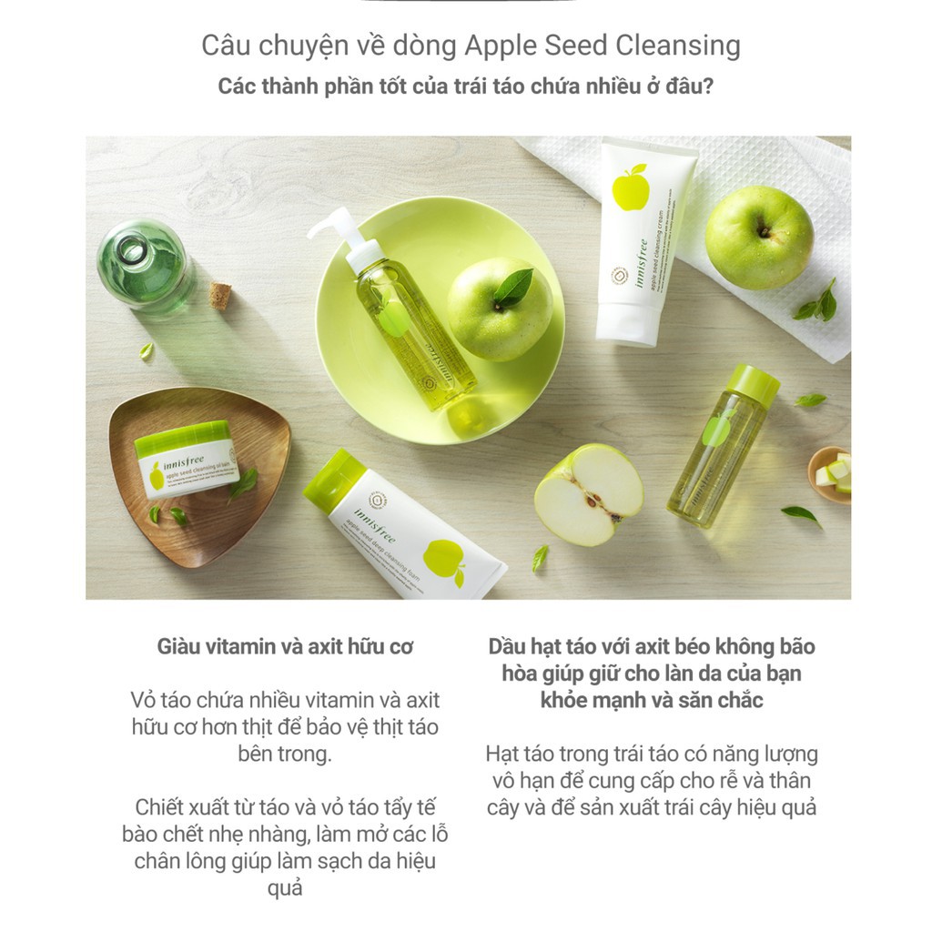 Sữa rửa mặt làm sạch sâu innisfree Apple Seed Soft Cleansing Foam 150g