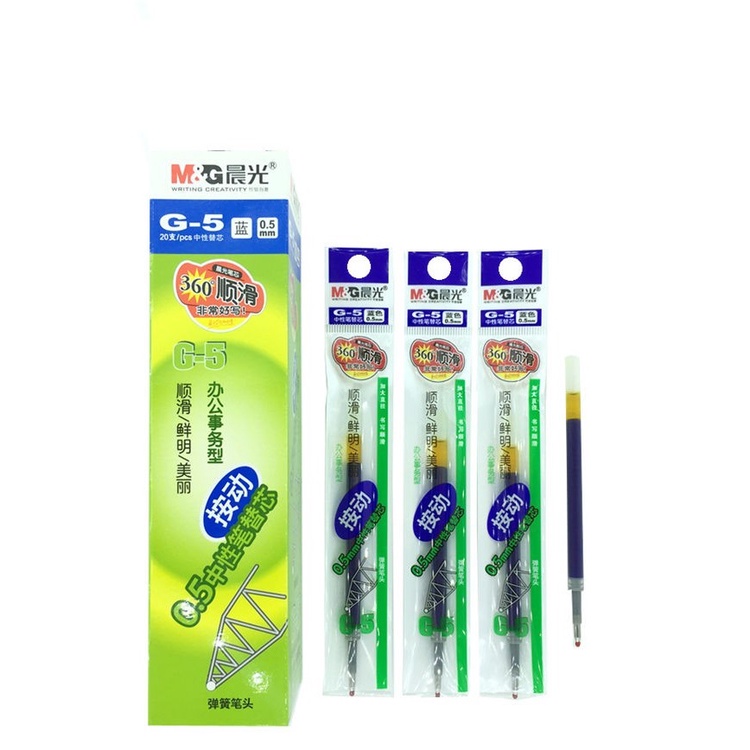 Ruột Bút Gel MG G5 Dùng Cho Bút K35,Ruột bút gel nước 0.5mm M&G G5 sử dụng mực cao cấp nên viết rất êm, mực ra đều