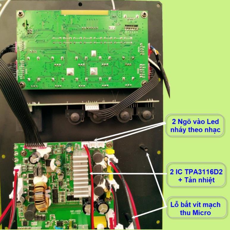 Mạch loa kéo 2 kênh riêng biệt Reverb Echo chống hú 2 IC TPA3116D2 150W + 150W cho loa kéo 4 tấc đôi - mạch đứng