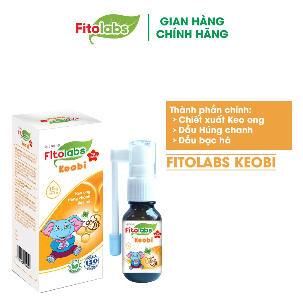 Xịt Họng Keo Ong Fitolabs Keobi Xịt Miệng Cho Bé Giúp Làm Sạch, Giảm Vi Khuẩn, Dịu Mát Họng, Hô Hấp Khỏe Lọ 15ml FITO17