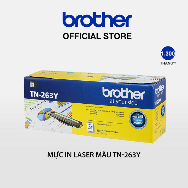 Mực in laser màu Brother TN-263Y (vàng) cho máy in HL-L3230CDN/ DCP-L3551CDW/ MFC-L3750CDW