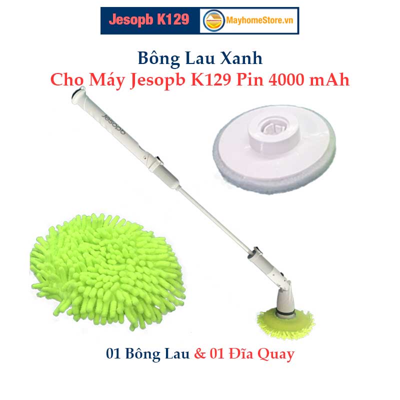 Bông Lau Xanh Cho Máy Cọ Rửa Vệ Sinh Nhà Tắm Jesopb K129 Pin 4000 mAh