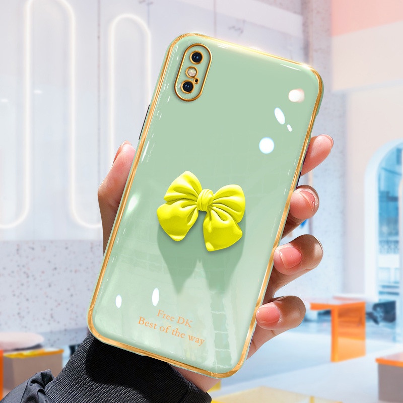 Ốp Điện Thoại TPU Mềm Mạ Hình Nơ 3D Cho OPPO A57 5G A77 A96 A95 A36 A76 A74 A54 A55 A92 A52 A53 Realme 9i 8i
