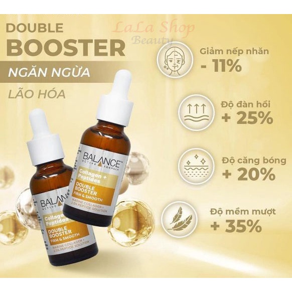 Tinh Chất Dưỡng Ngăn Ngừa Lão Hóa, Giảm Nếp Nhăn Balance Active Formula Collagen + Peptides Double Booster 30ml