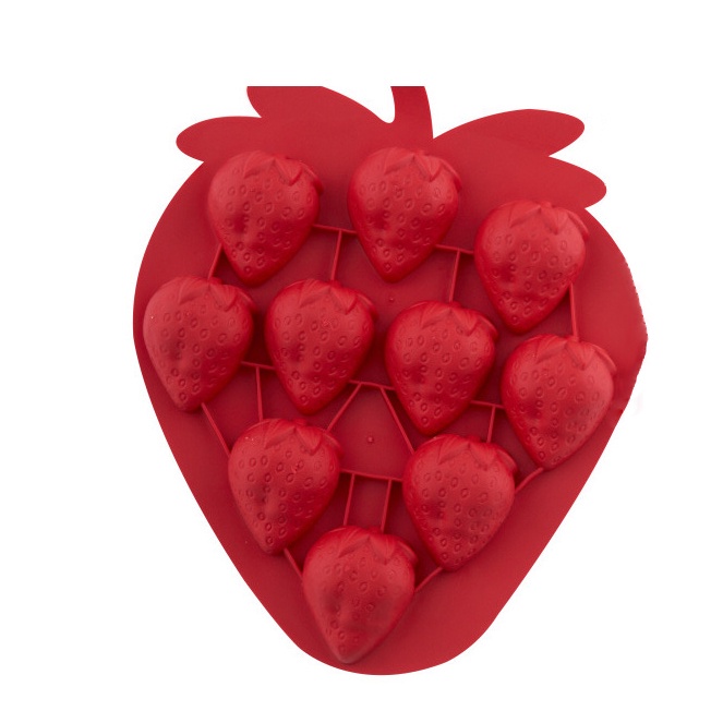 Khuôn Silicon Dâu Tây Nhựa Mềm Làm Thạch, Rau Câu, Socola