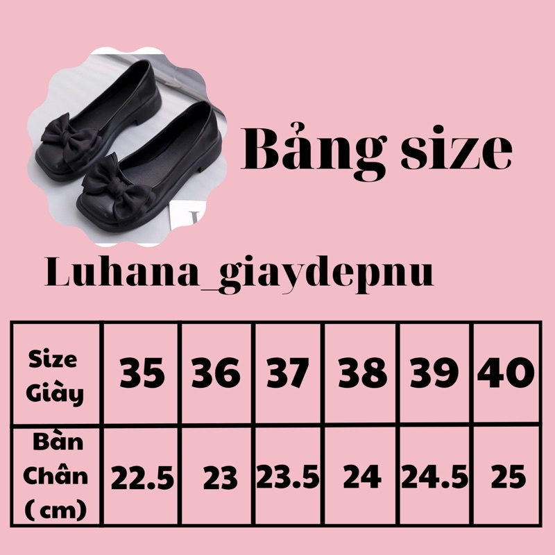 Giày búp bê nữ lolita đính nơ mũi vuông Luhana da mềm đế êm phong cách Ulzzang thời trang.Ms:BÚP BÊ NƠ