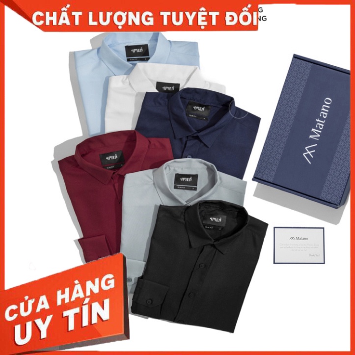 Áo sơ mi nam tay dài trơn đẹp MATANO 061 vải lụa cao cấp hạn chế nhăn, form slimfit tôn dáng, 6 màu chuẩn men - Hàng nhậ