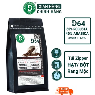 Cà Phê Nguyên Chất D64 Thành Phần 60% Robusta+40% Arabica Rang Mộc Pha Phin, Pha Máy