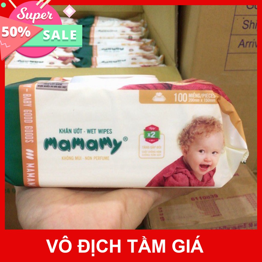 Combo 10 Gói Khăn Ướt Trẻ Em MAMAMY 100 Tờ, khăn giấy ướt không kích ứng da cho bé