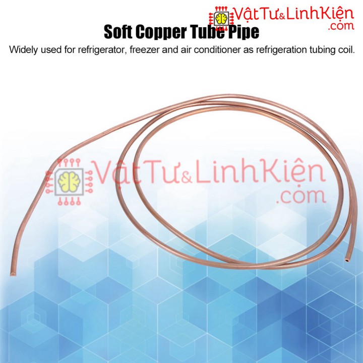 Ống mềm cuộn dây đồng 2m C1100 T2, dùng cho điều hòa, tủ lạnh OD 5mm / ID 3mm