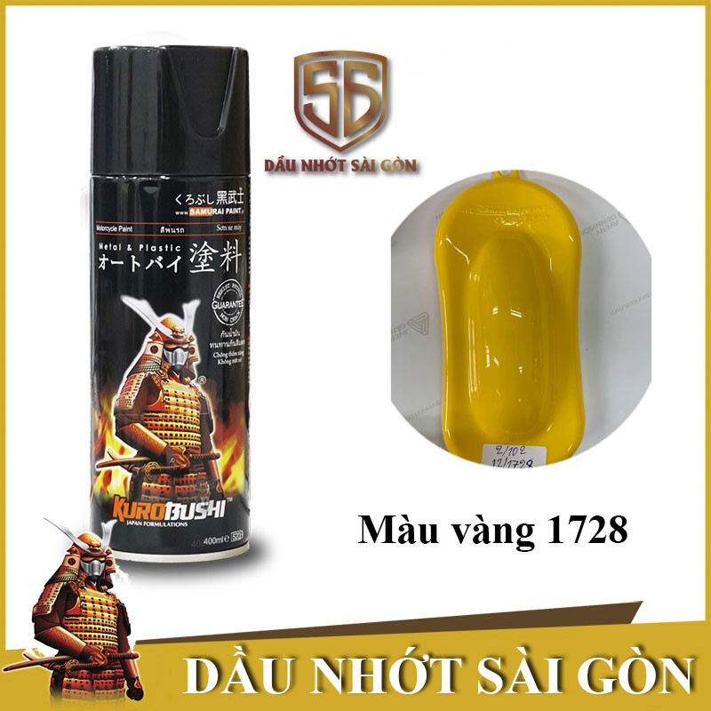 1728 _ Chai sơn xịt sơn xe máy Samurai 1728 màu vàng tươi shop uy tín, giao nhanh