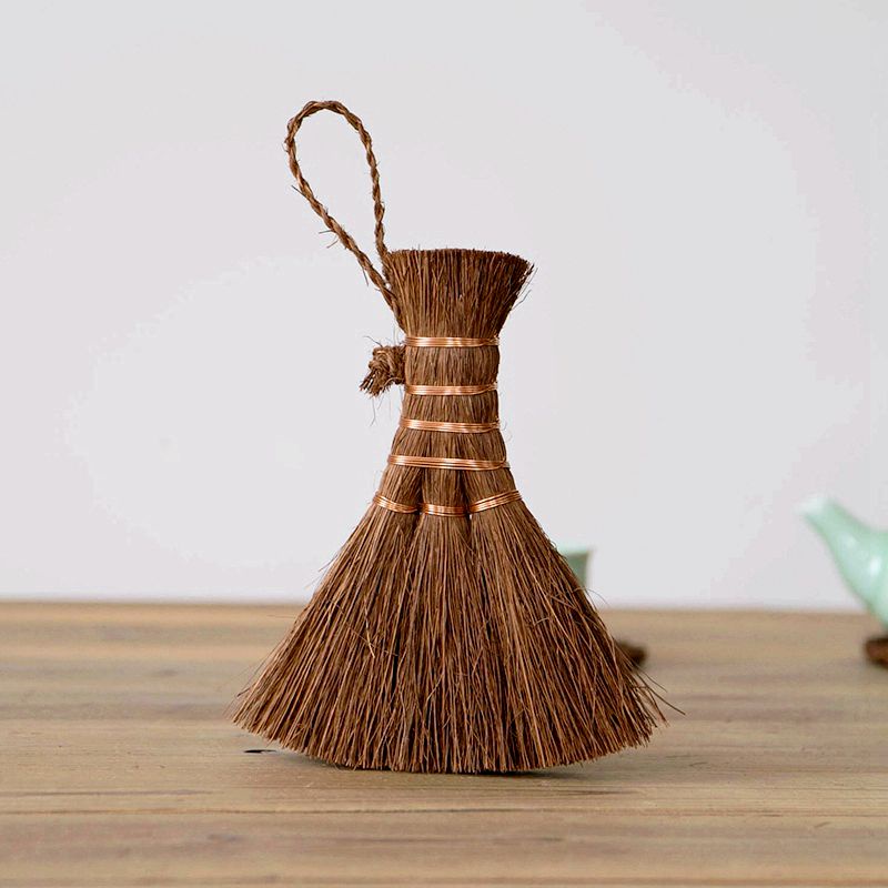 Bộ Chổi Và Khay Đựng Trà Bằng Lụa Dệt Tay Nghệ Thuật Màu Nâu Tự Nhiên Cho Người Mới Bắt Đầu